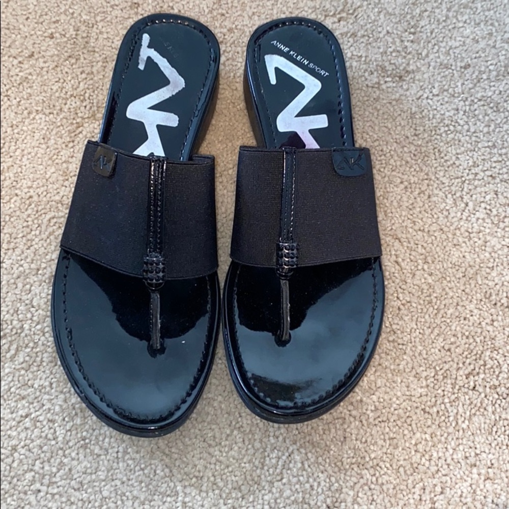 Black slip on sandals